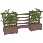 Modulo d'arredo composto da fioriere e frangivista in plastica riciclata. 318x45x150