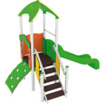Torretta con scivolo per arredo parchi giochi. Struttura facilmente accessibile.