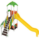 Torretta con scivolo per arredo parchi giochi. Struttura facilmente accessibile. Con struttura sotto accessibile.