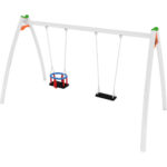 Altalena due posti in acciaio con sedile classico e a culla