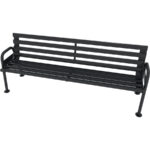 Panchina in acciaio per esterno. Con schienale.