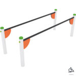 Barre parallele in acciaio. N°2. Per arredo area fitness. Inclusivo.