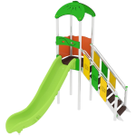 Torretta con scivolo per arredo parchi giochi. Struttura facilmente accessibile.