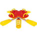 Gioco a molla con seduta quadrupla a forma di quadrifglio. Struttura grande.