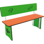 Panca per arredo parchi giochi. Dimensione grande. Con schienale.