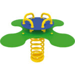 Gioco a molla con seduta quadrupla a forma di quadrifglio. Struttura piccola.