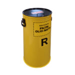 Contenitore cilindrico in acciaio per filtri olio usati 100lt.